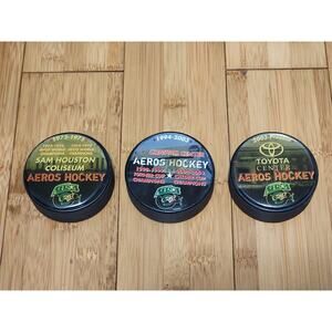 Houston Aeros Sam Houston Coliseum Compaq Toyota Center Commemorative Puck Set